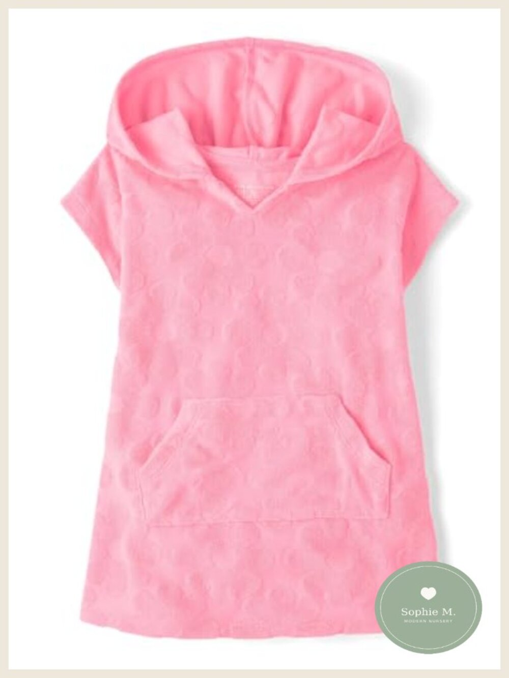 Hooded Swim Coverup Terry Short Sleeve Kangaroo Pocket Floral